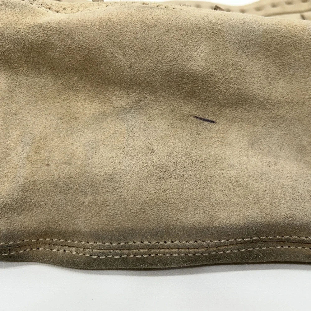 Guess Leather Suede Beige Tan Y2K‎ Hobo Shoulder Fringe Top Zip HandBag Purse